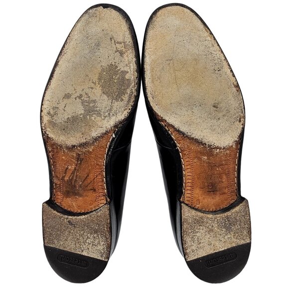 Vintage A. Testoni Men's 8 Italian Black Calf Leather Dress Shoe Cap-toe Oxfords - Picture 3 of 16